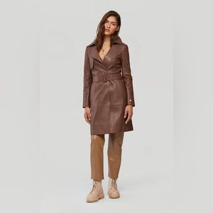 NEW - SOIA & KYO Alexis Genuine Leather Trench Coat